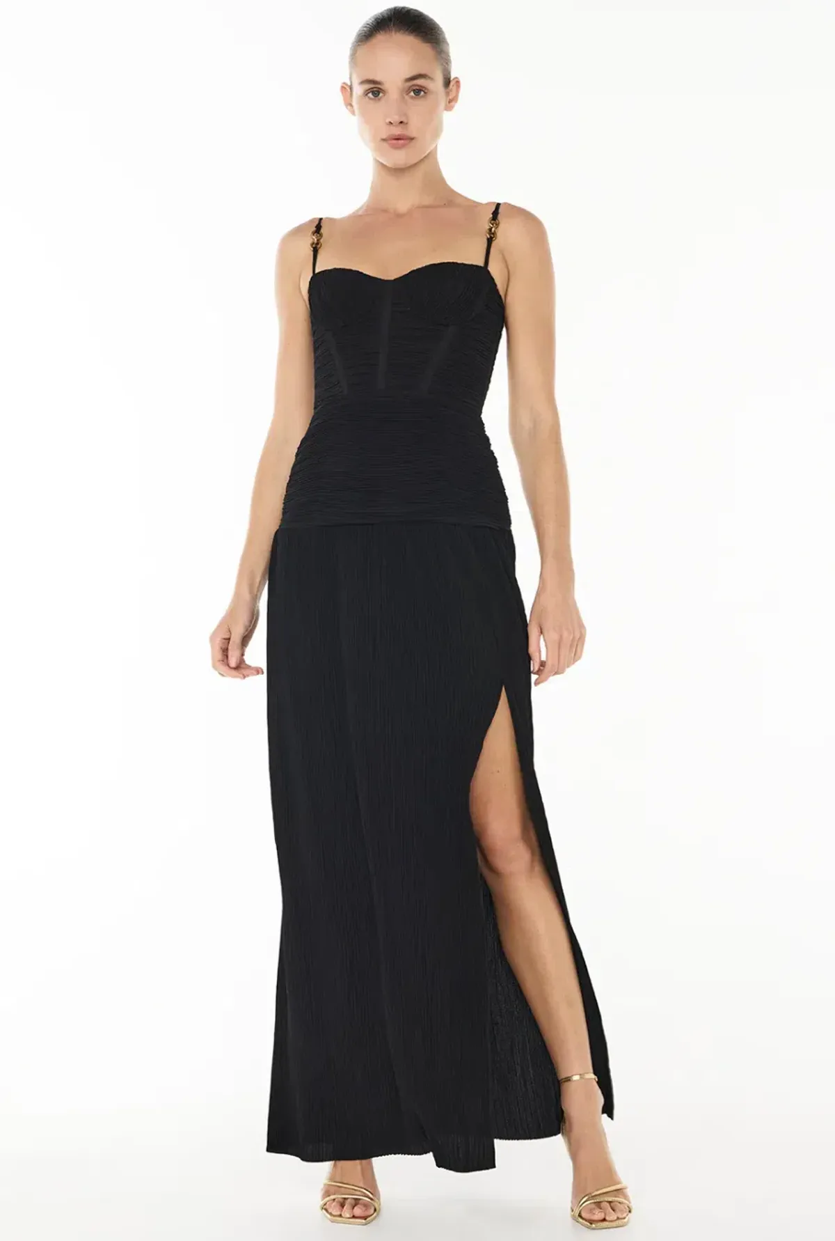 Manning Cartell Double Time Pleat Dress in Black Size AU 14 for rent on The Volte - main image