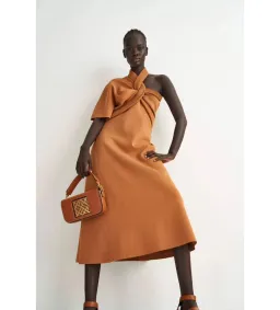  Oroton Asymptomatic Knit One Shoulder Midi Dress Toffee Size XS/AU 6 for rent on The Volte - image 3