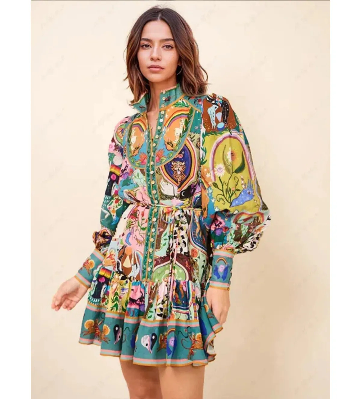 Alemais Evergreen Mini Dress In Multi Print Size 10 for rent on The Volte - main image