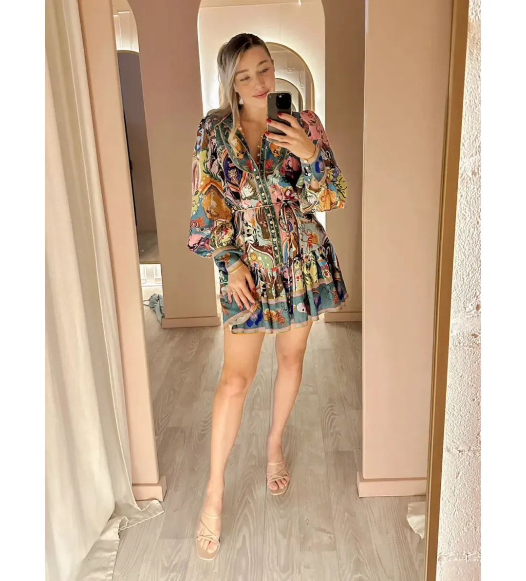 Alemais Evergreen Mini Dress In Multi Print Size 10 for rent on The Volte - main image