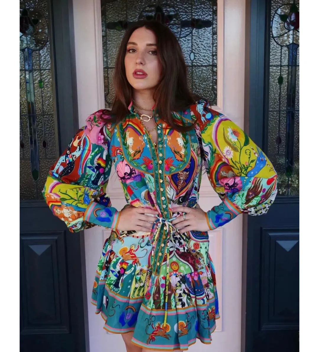 Alemais Evergreen Mini Dress In Multi Print Size 10 for rent on The Volte - main image