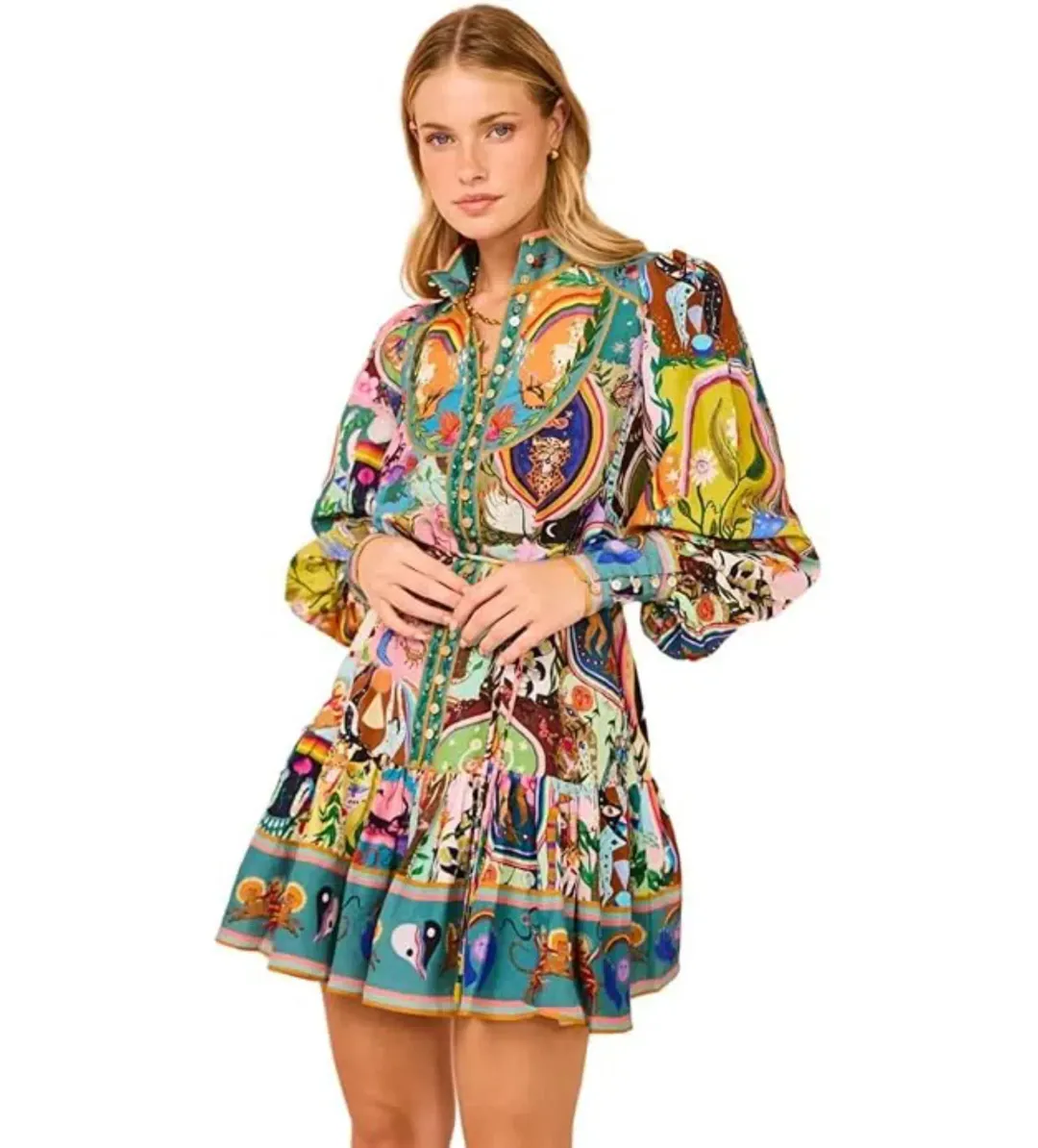 Alemais Evergreen Mini Dress In Multi Print Size 10 for rent on The Volte - main image