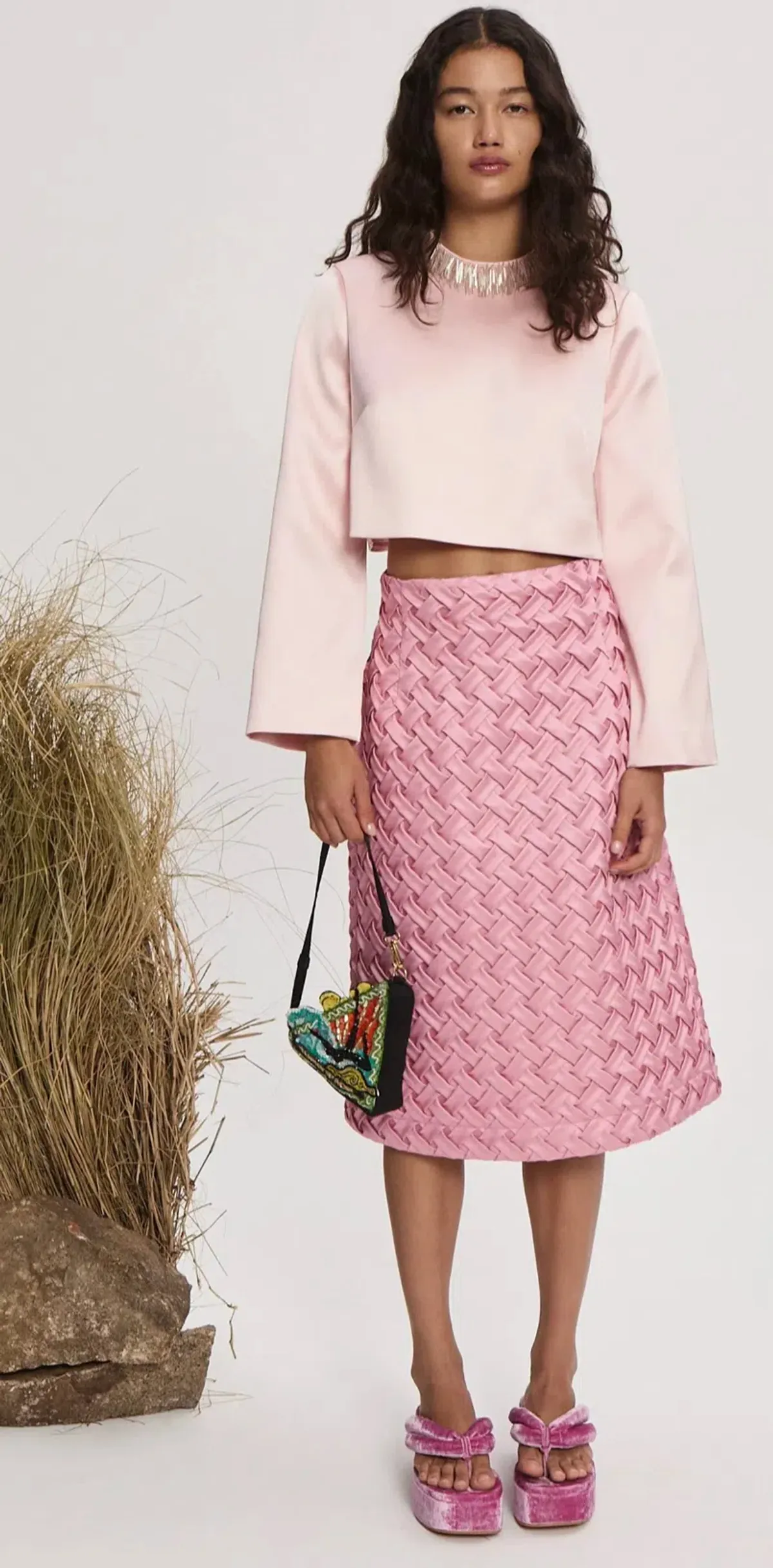 Alemais Inez Knee Length Skirt Pink Size AU 10 for rent on The Volte - main image
