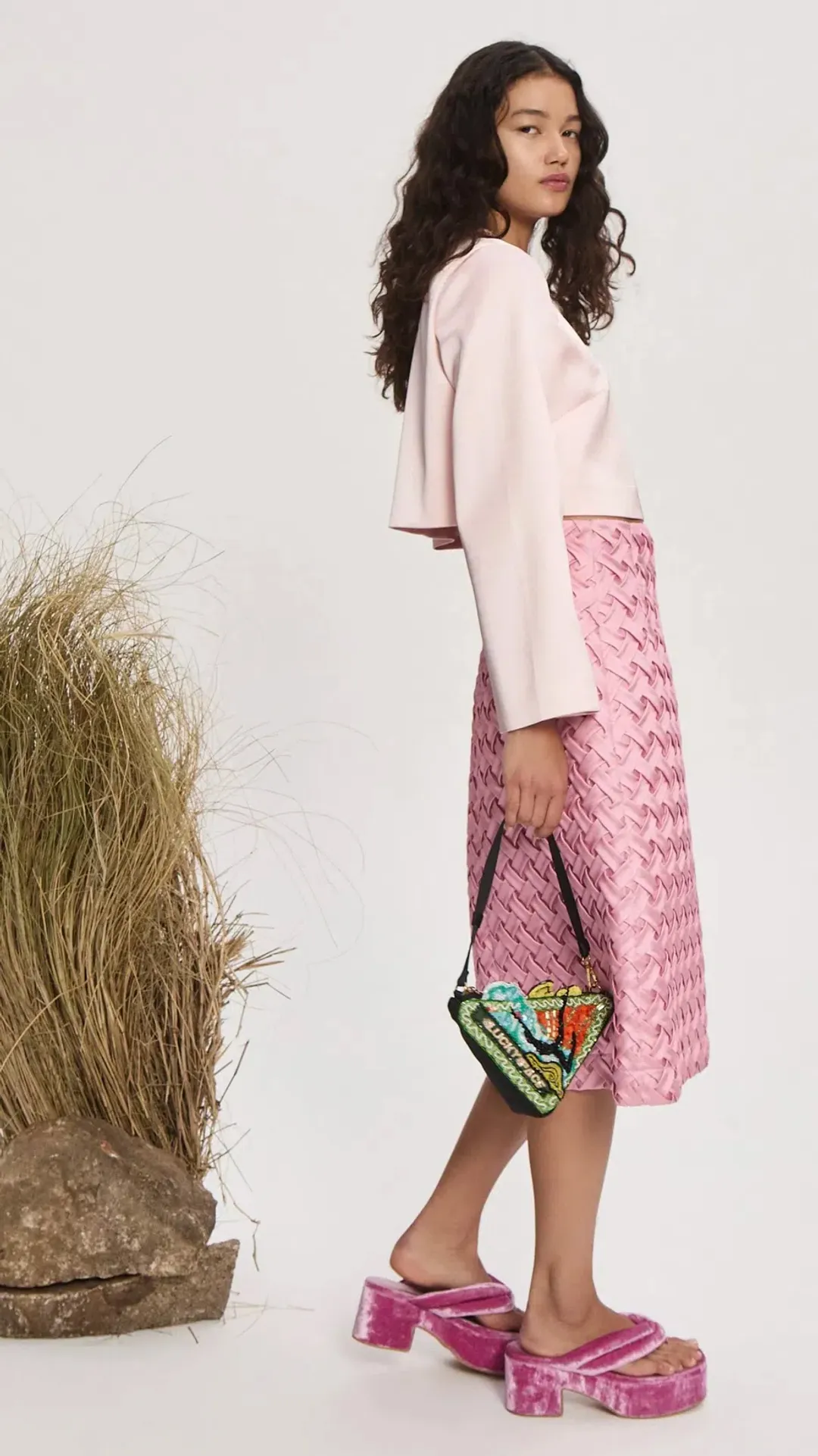 Alemais Inez Knee Length Skirt Pink Size AU 10 for rent on The Volte - main image