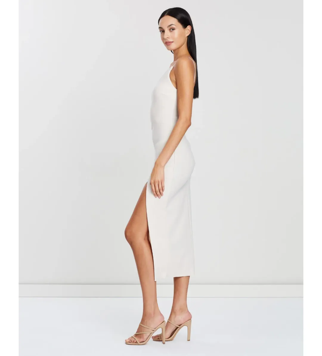 Bec & Bridge Dominique Asymmetric Midi Dress Vanilla Size 10 for rent on The Volte - main image