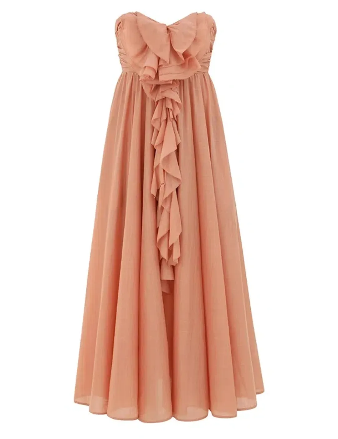 Zimmermann Acacia Ruffle Tan Maxi Dress Size AU 10 for rent on The Volte - main image