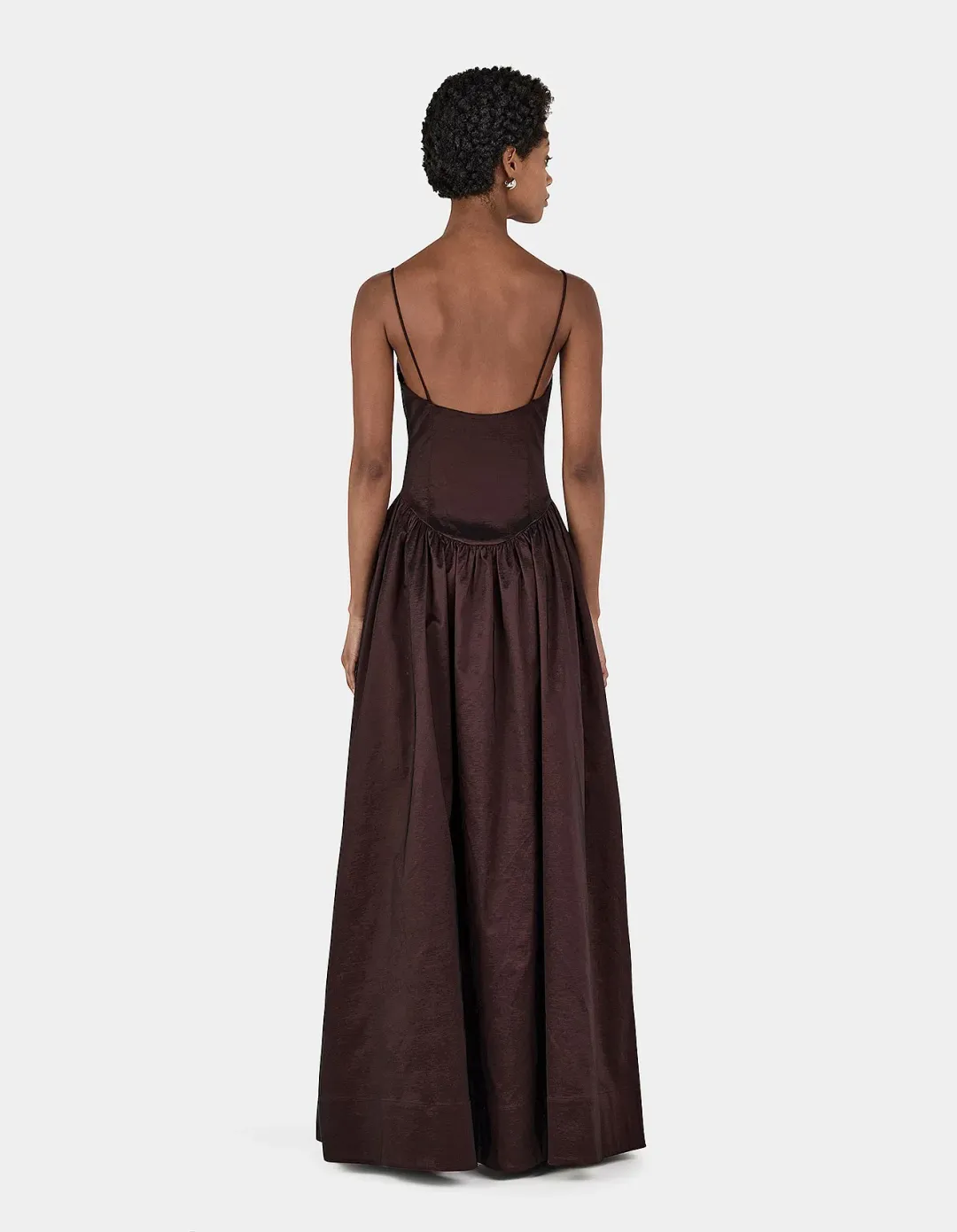Hansen and Gretel Bellini Taffeta Floor Length Gown in Chocolate Brown Size 6/XS for rent on The Volte - main image