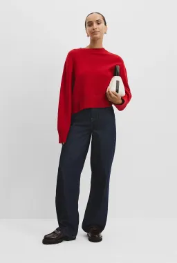 Country Road Organically Grown Cotton Blend Crop Crew Neck Knit Red Size AU  for rent on The Volte - image 2