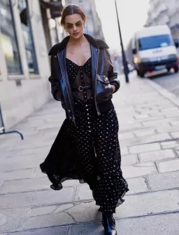 Self Portrait Chiffon Maxi Dress Black and Gold Size AU 6 for rent on The Volte - image 3