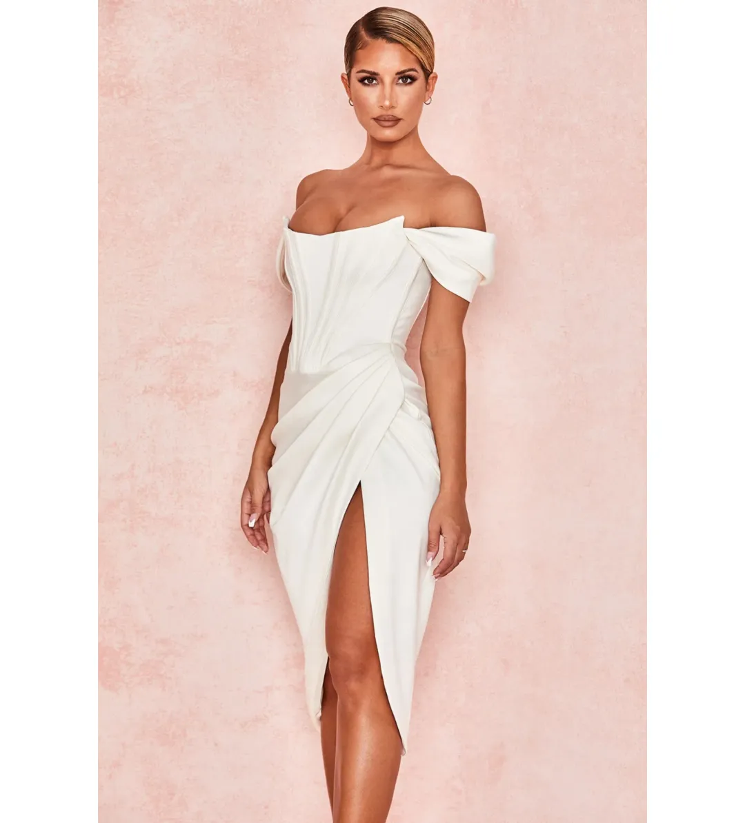 House Of CB Loretta Midi Dress Ivory Size 8/XS for rent on The Volte - main image
