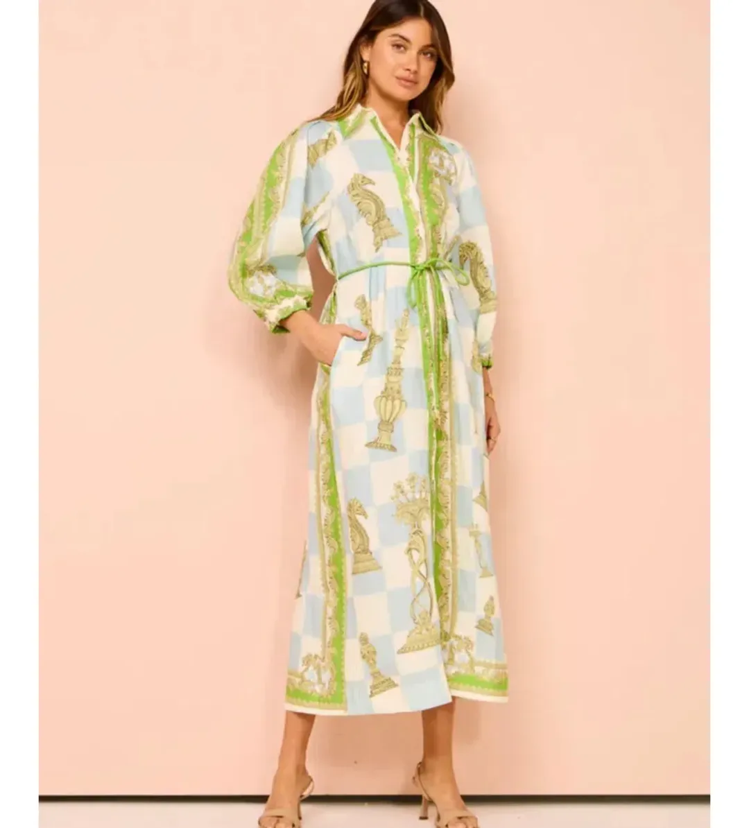 Alemais Checkmate Midi Dress Multi Print Size 8  for rent on The Volte - main image