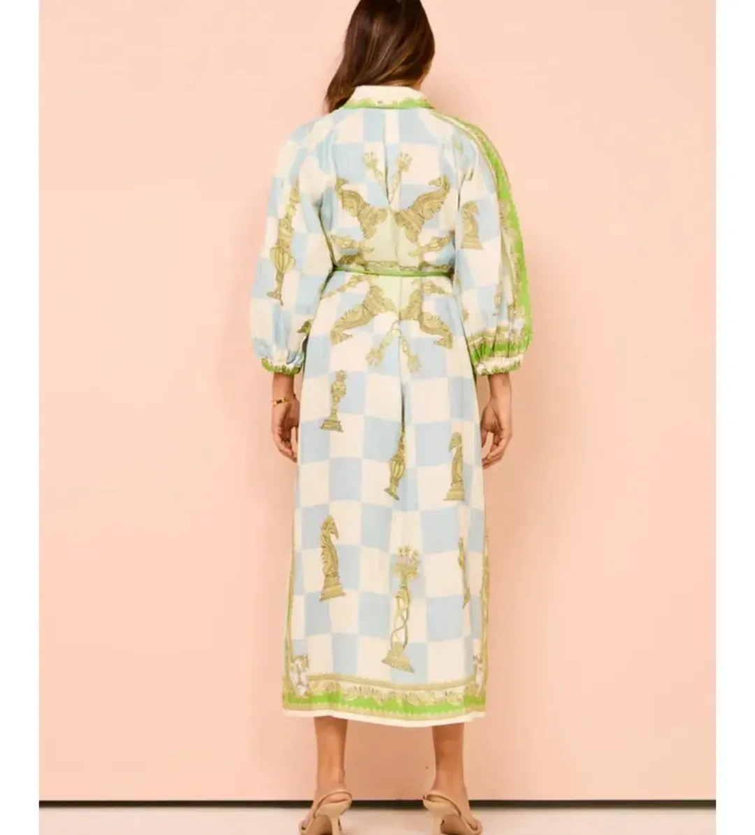 Alemais Checkmate Midi Dress Multi Print Size 8  for rent on The Volte - main image