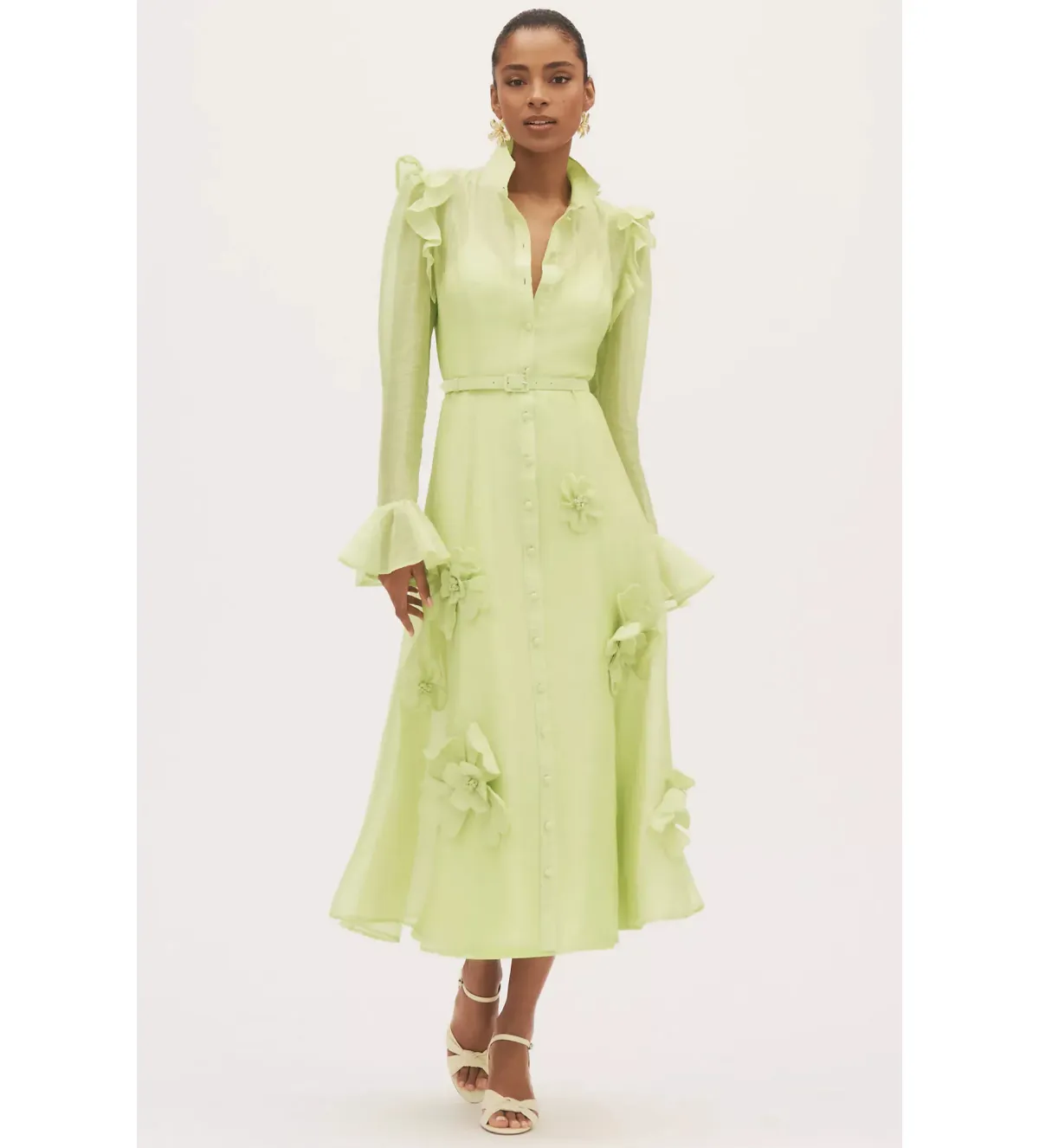 Leo Lin Katrina Butterfly Midi in Green  Size AU  8  for rent on The Volte - main image