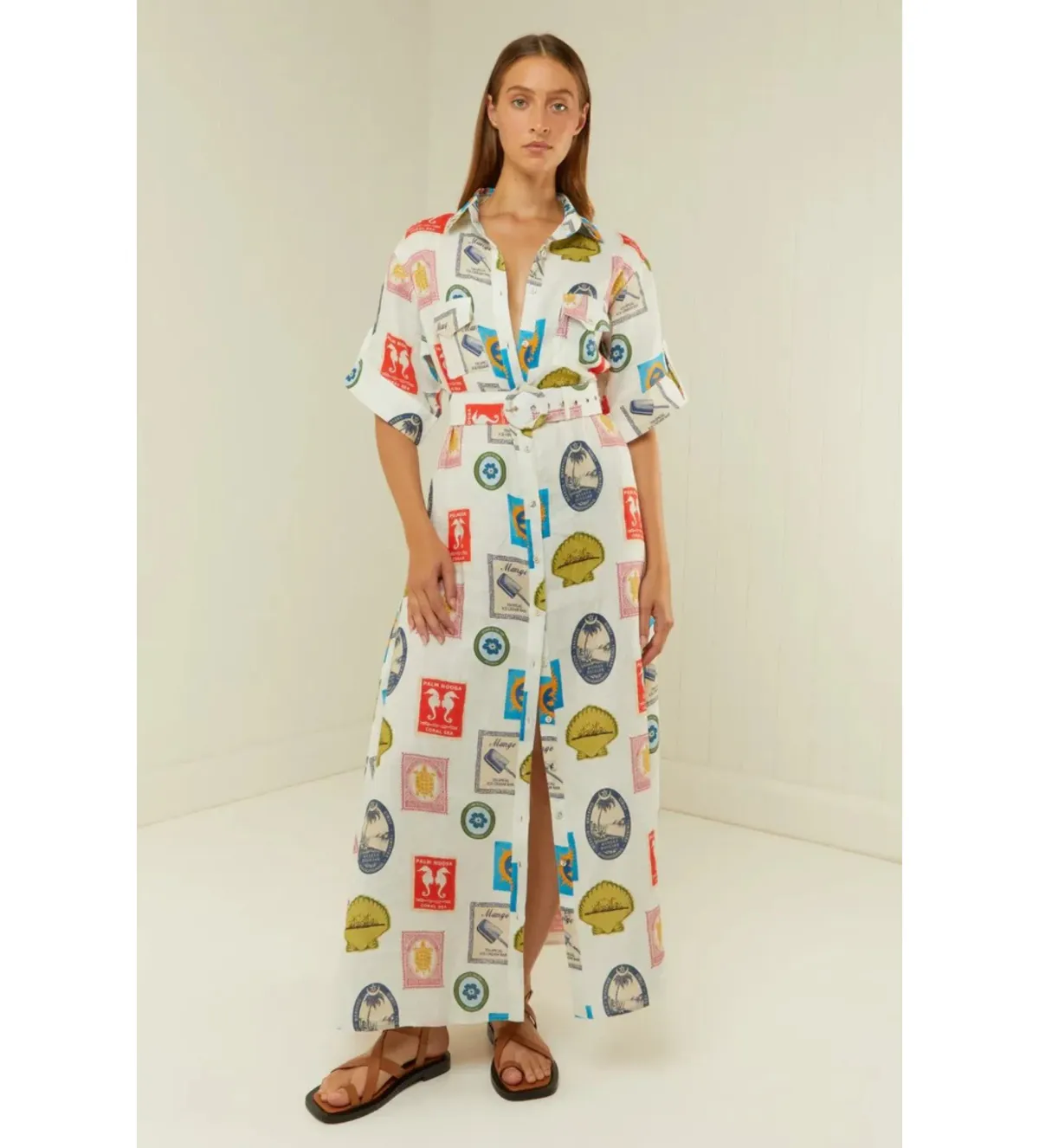 Palm Noosa Memento Maxi Dress Holiday Stamp Size AU 6 for rent on The Volte - main image