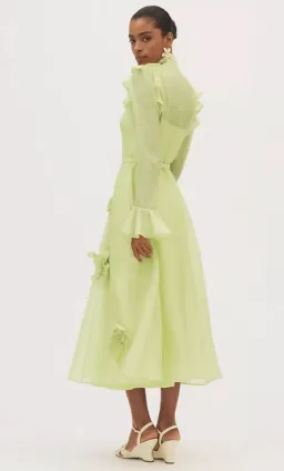 Leo Lin Katrina Butterfly Midi Dress Chartreuse Size 10  for rent on The Volte - image 2
