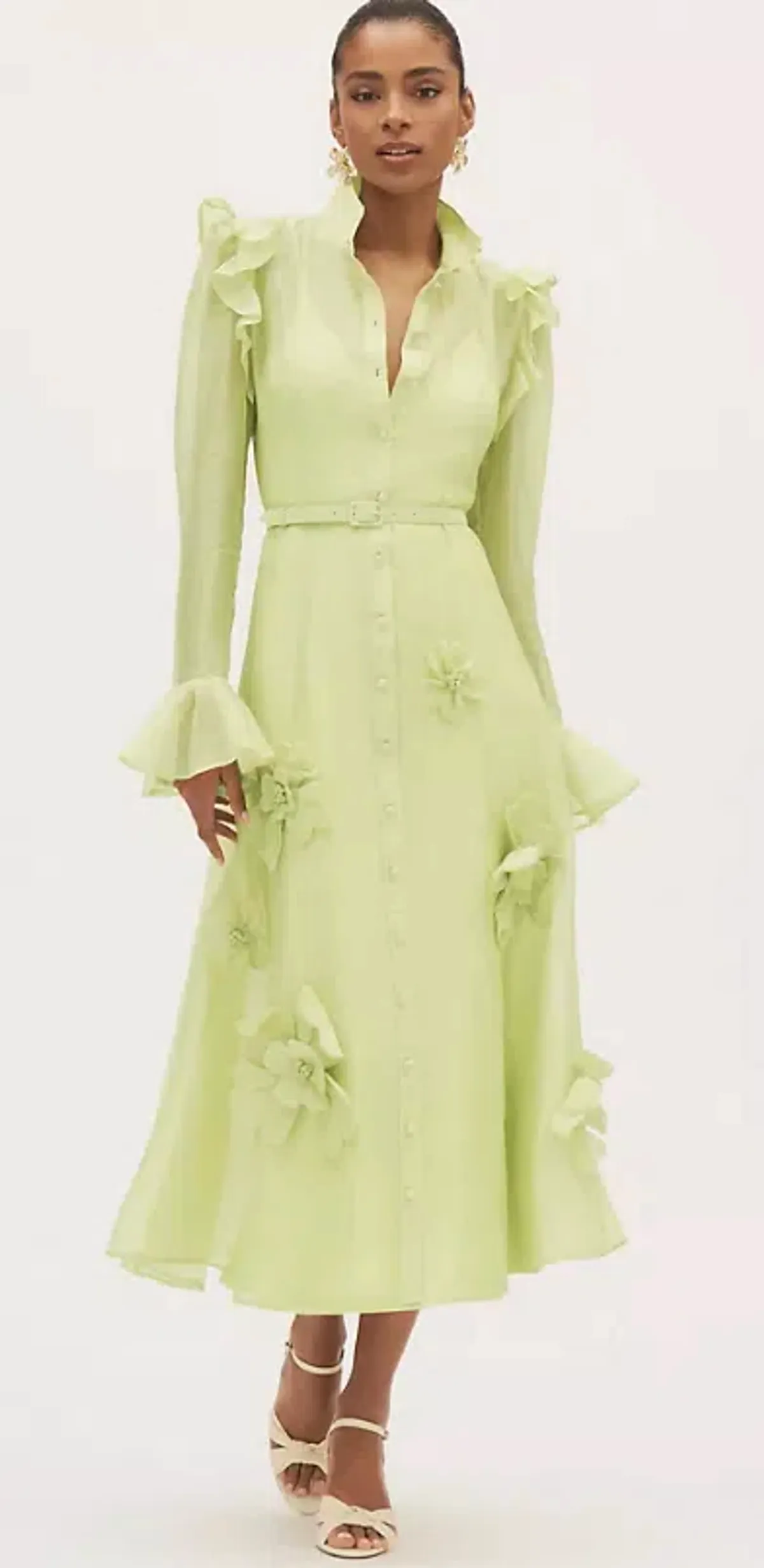 Leo Lin Katrina Butterfly Midi Chartreuse Size AU 12  for rent on The Volte - main image