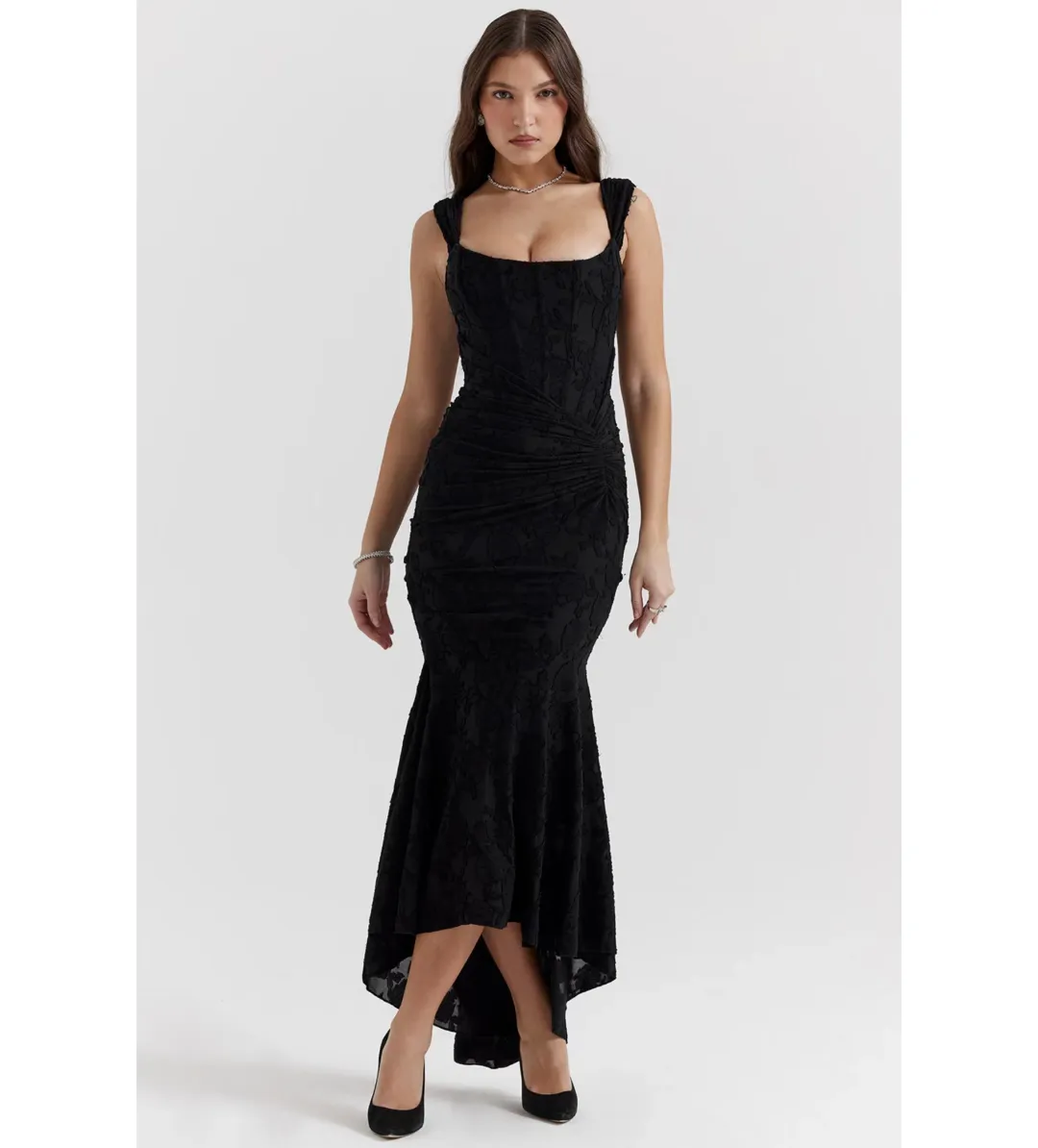 House Of CB Cesca Maxi Dress Black Floral Size 14 for rent on The Volte - main image