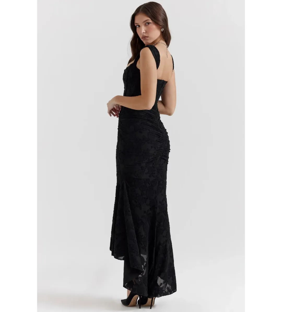 House Of CB Cesca Maxi Dress Black Floral Size 14 for rent on The Volte - main image
