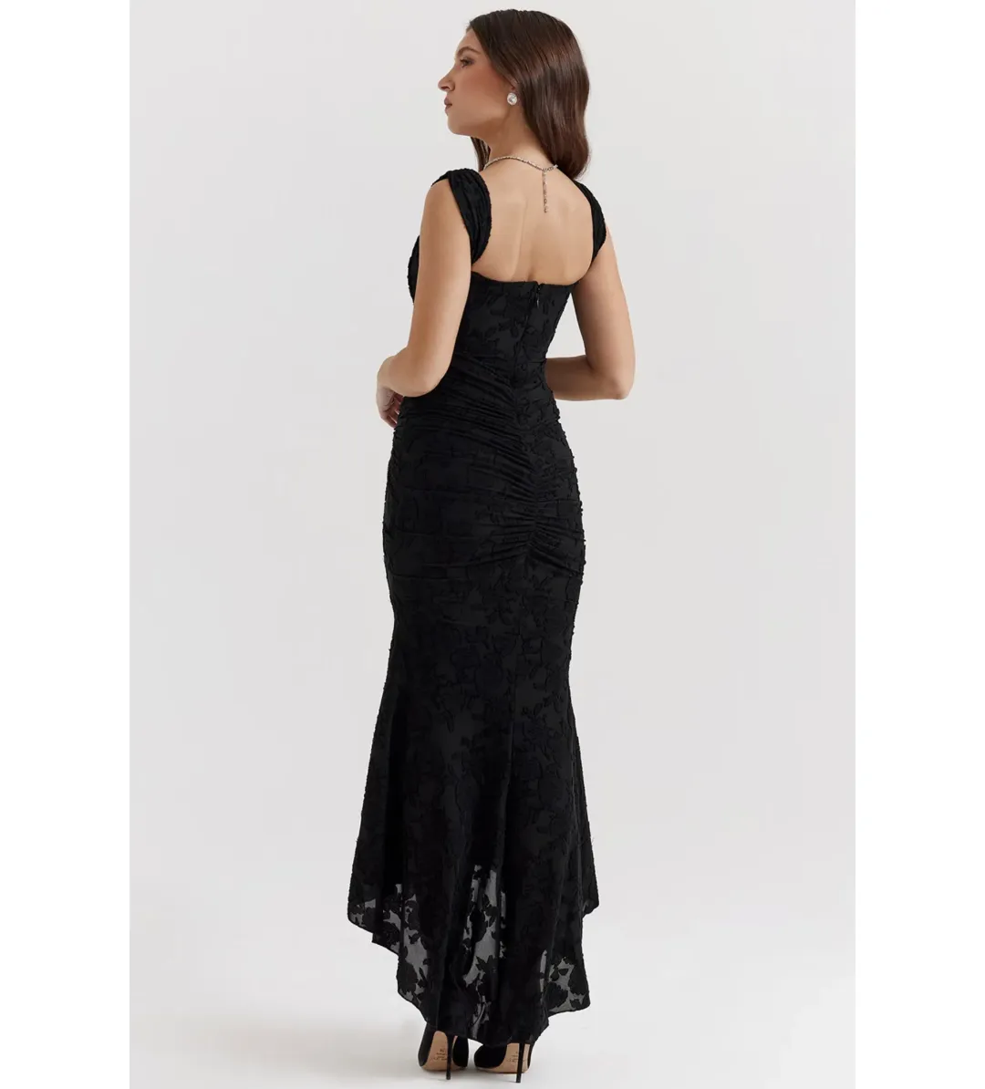 House Of CB Cesca Maxi Dress Black Floral Size 14 for rent on The Volte - main image