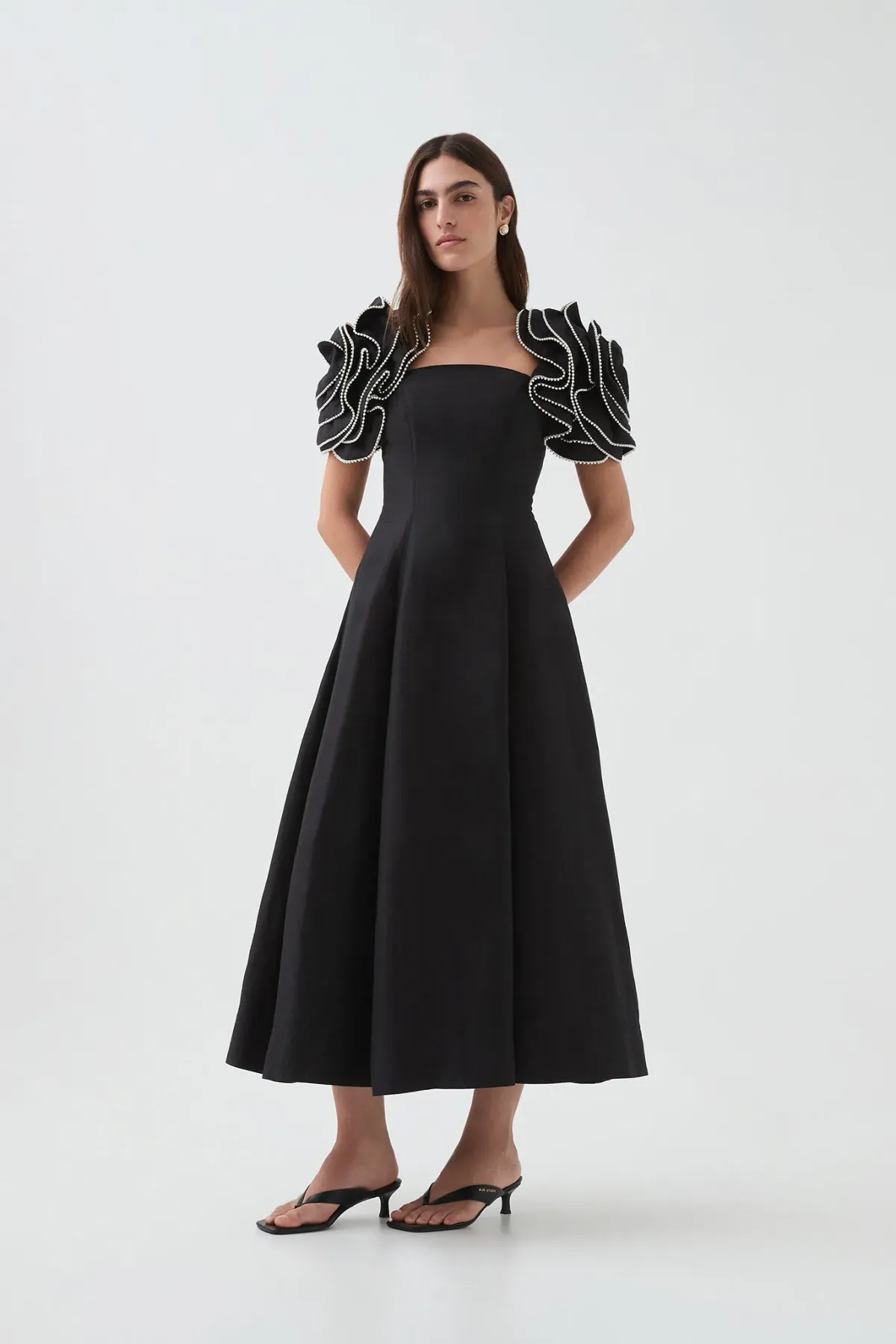 Aje Twyla Midi Dress Black Size 10 for rent on The Volte - main image