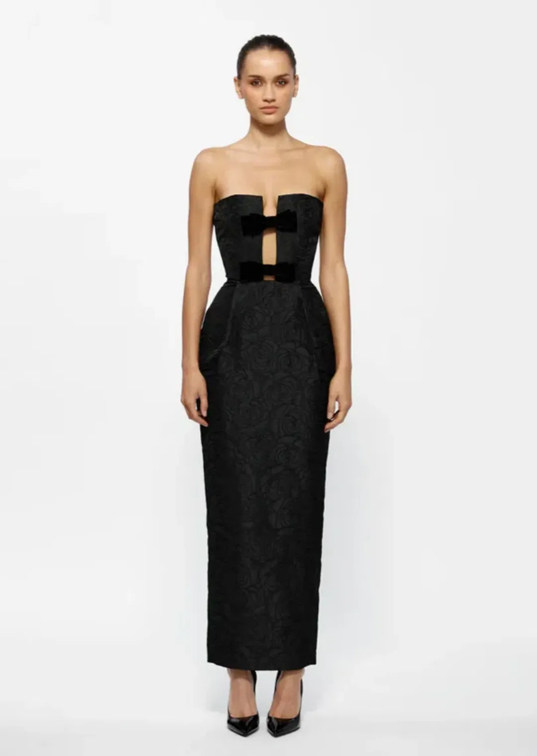 Effie Kats Kiera Midi Dress Black Size 8  for rent on The Volte - main image