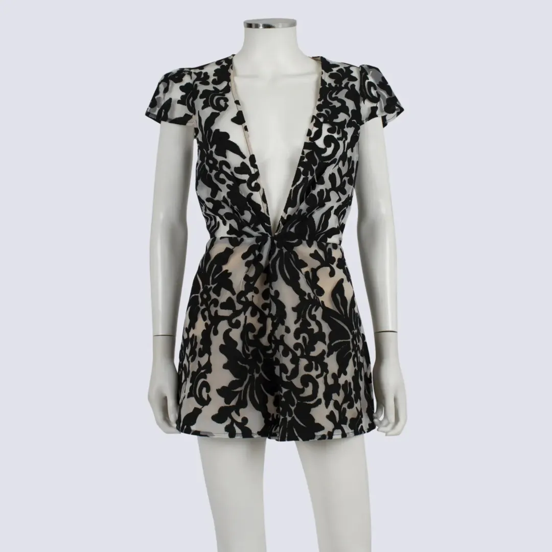 C/MEO Collective Cameo Operator Romper Mini Black Lace Size AU 6 for rent on The Volte - main image