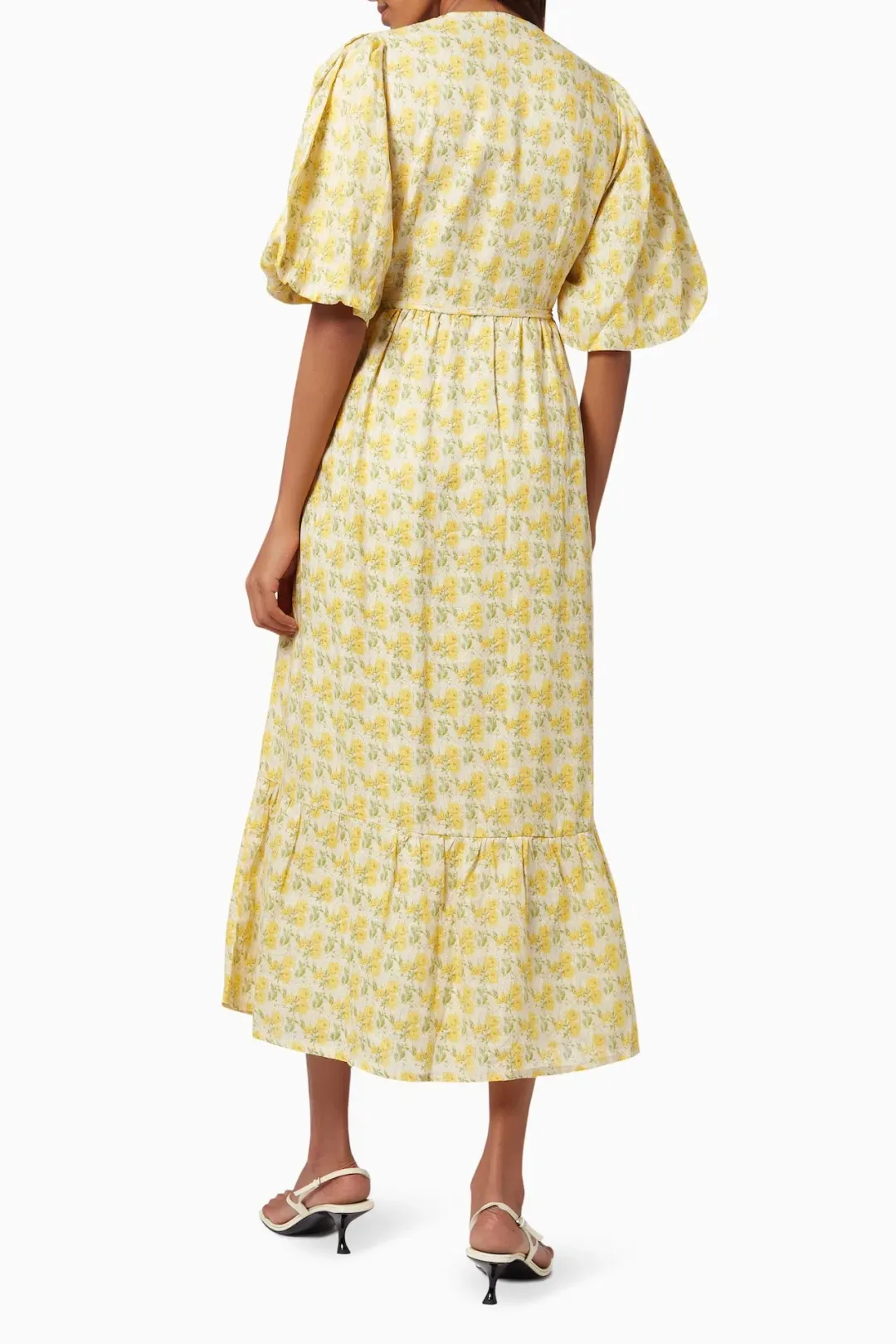Faithfull the Brand Thulla Wrap Midi Dress in Dahlee Floral Print Size 8 for rent on The Volte - main image
