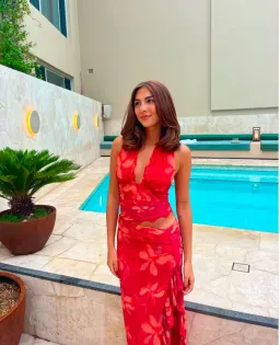 BENNI Penelope Halter Maxi Dress Hibiscus Floral Size 6 for rent on The Volte - image 6