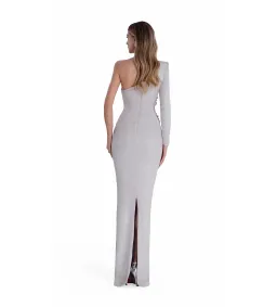 Albina Dyla Embellished One-Sleeve Gown in Crystal Size XS / AU 6 for rent on The Volte - image 2