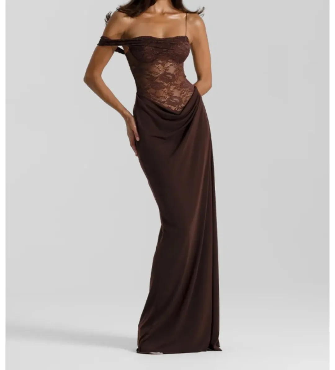 Natalie Rolt Sloane Maxi Dress Espresso Size 1/AU 8 for rent on The Volte - main image