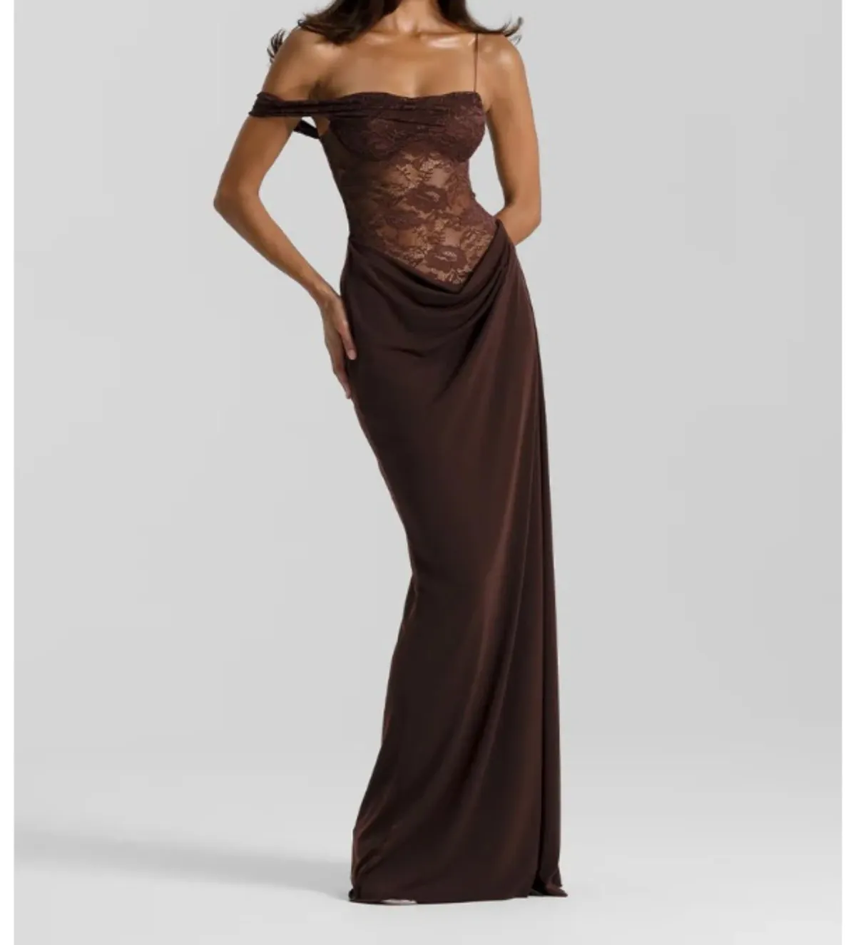 Natalie Rolt Sloane Maxi Dress Espresso Size 1/AU 8 for rent on The Volte - main image