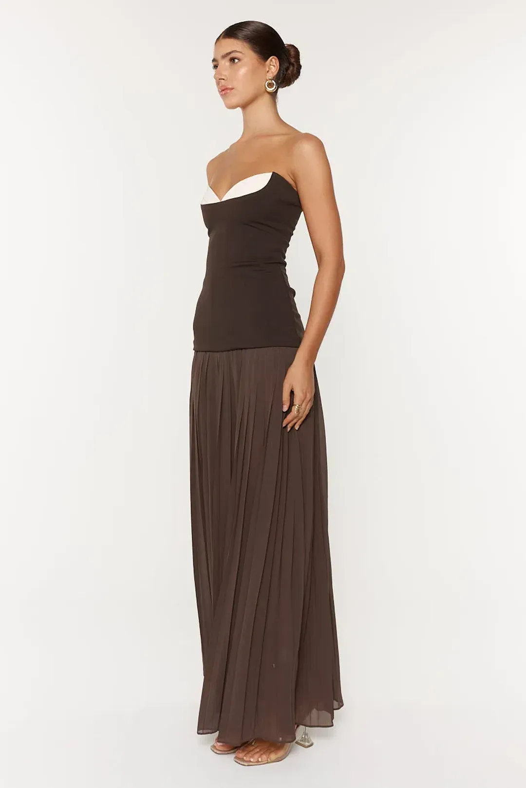 She is Olla Nicolette Maxi Dress Espresso Size 8  for rent on The Volte - main image