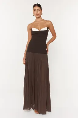 She is Olla Nicolette Maxi Dress Espresso Size 8  for rent on The Volte - image 2