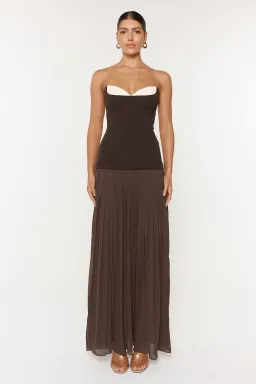 She is Olla Nicolette Maxi Dress Espresso Size 8  for rent on The Volte - image 1