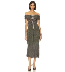 Self Portrait Diamante Midi Dress Black Size AU 8 for rent on The Volte - image 1