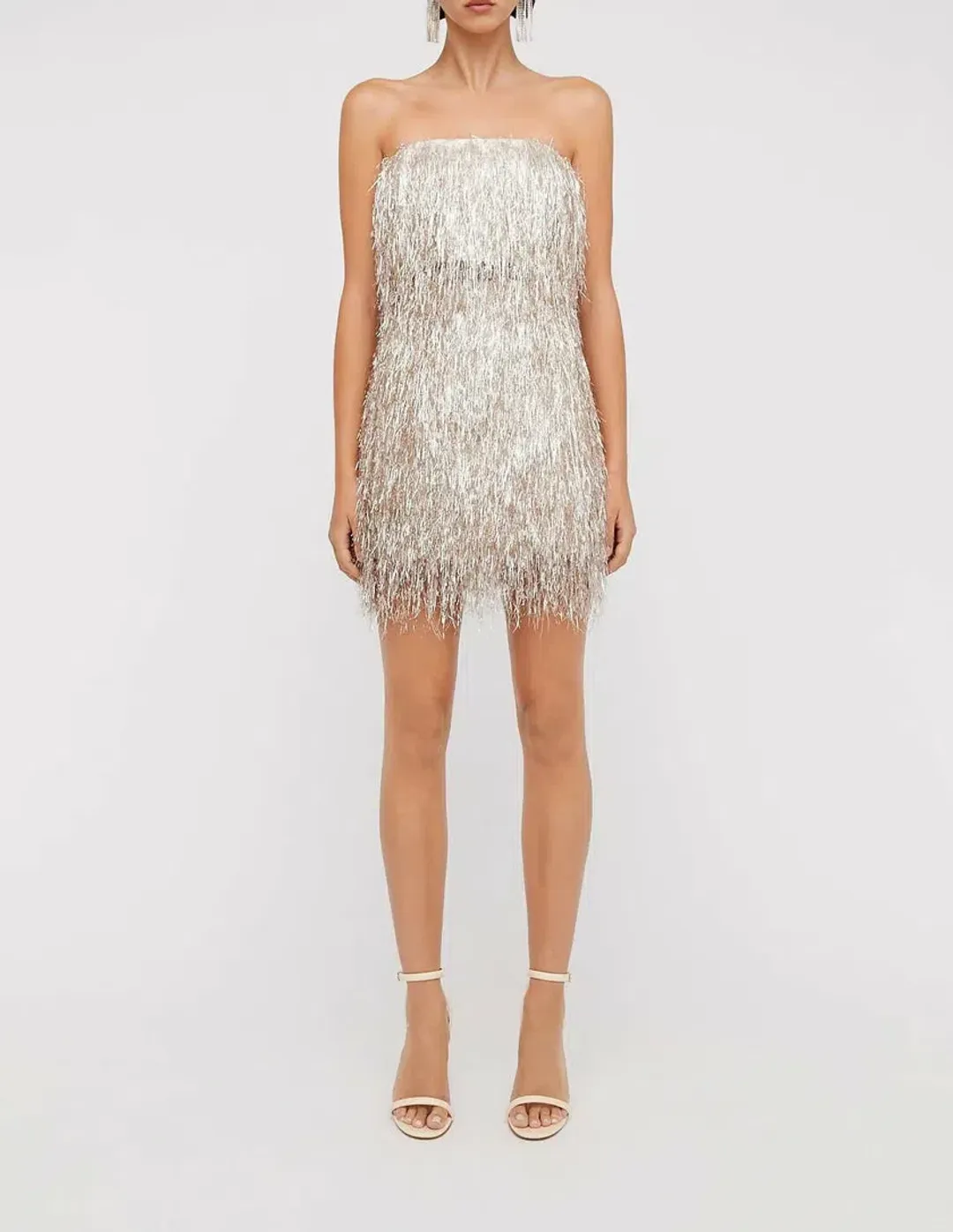 Scanlan Theodore Tinsel Bustier and Midi Skirt Silver Size AU 8 for rent on The Volte - main image