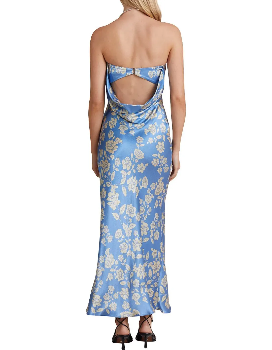 Bec & Bridge Blossom Strapless Maxi Dress Blue Floral Size AU 8 for rent on The Volte - main image