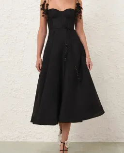 Zimmermann Natura Corset Midi Dress Black Size 3 for rent on The Volte - image 1