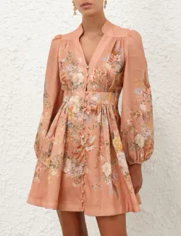 Zimmermann Tallow Plunge Mini Dress Pink Size 3 / AU 10-12 for rent on The Volte - image 1
