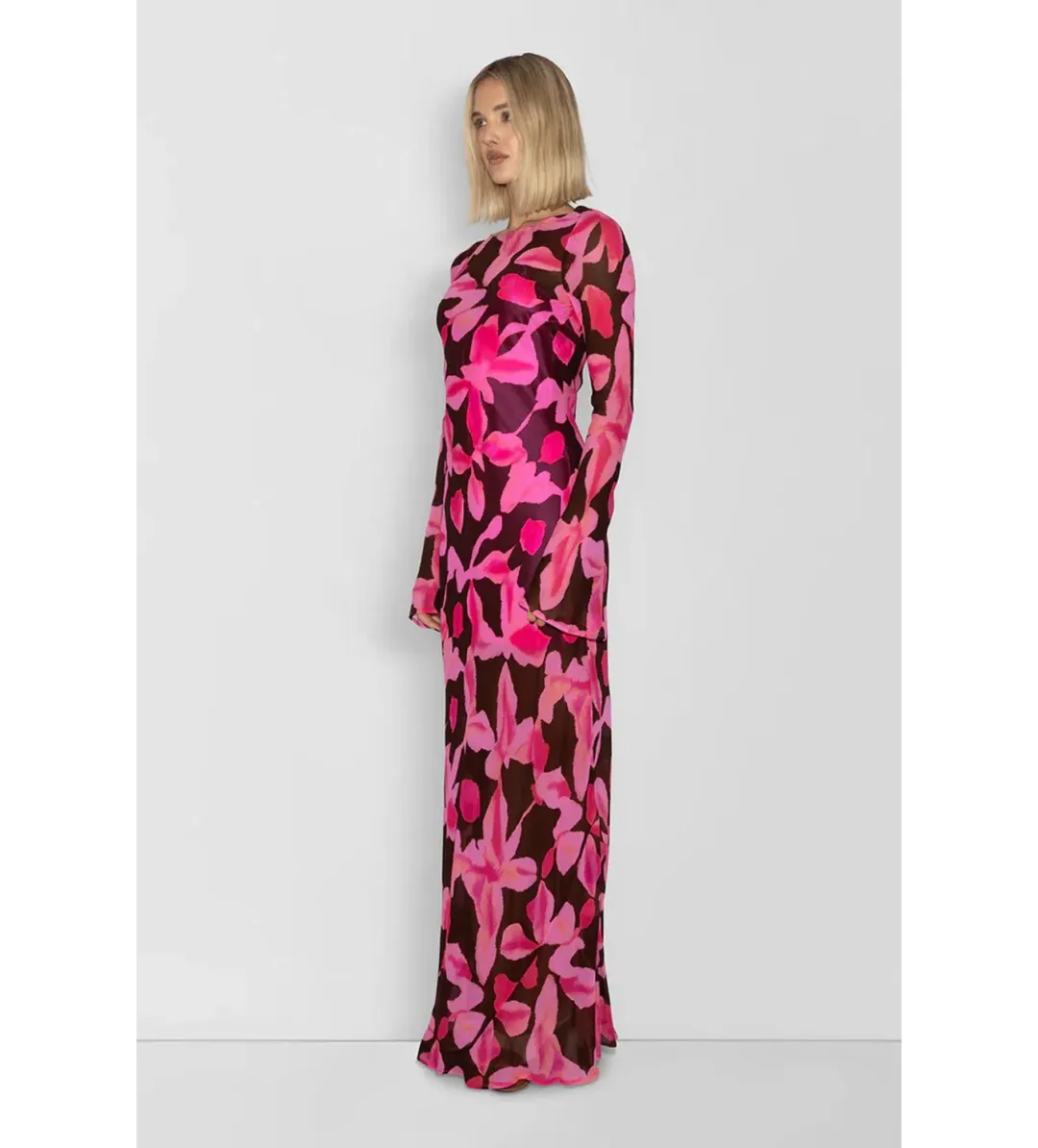 The Wolf Gang Lottie Maxi Dress Chocolate Floral Size S/AU 8 for rent on The Volte - main image