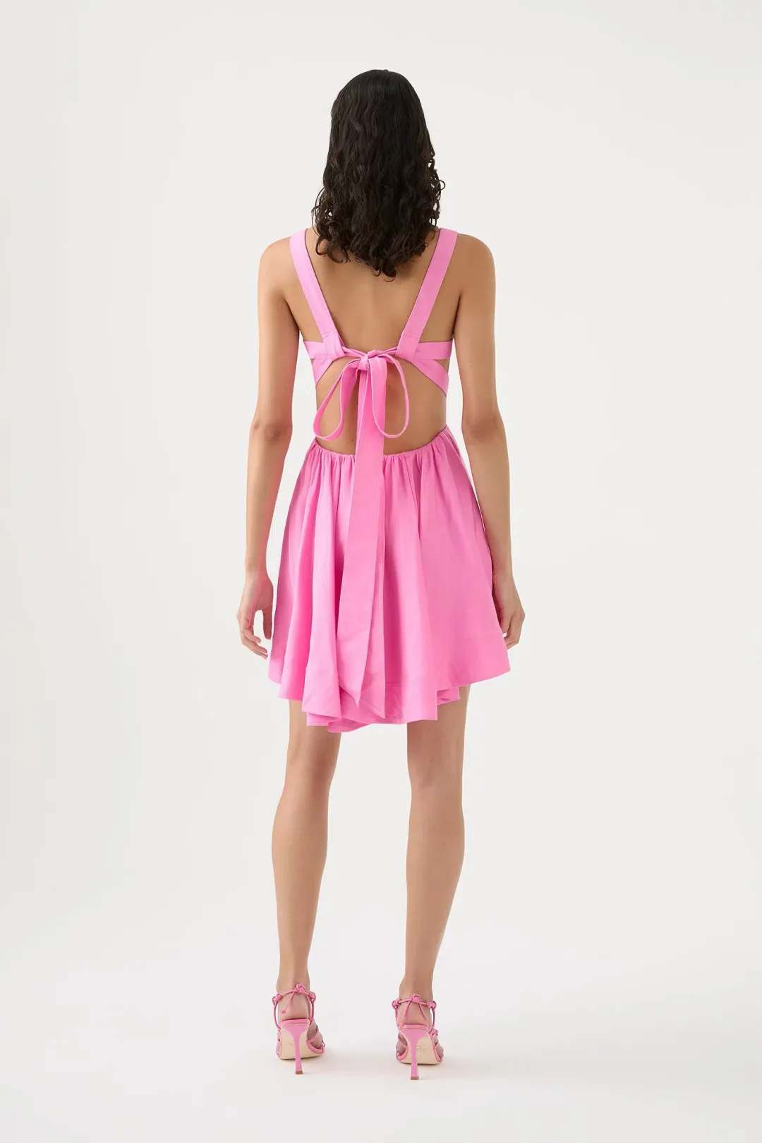 Aje Clara Tie Back Mini Dress Protea Pink Size 10  for rent on The Volte - main image