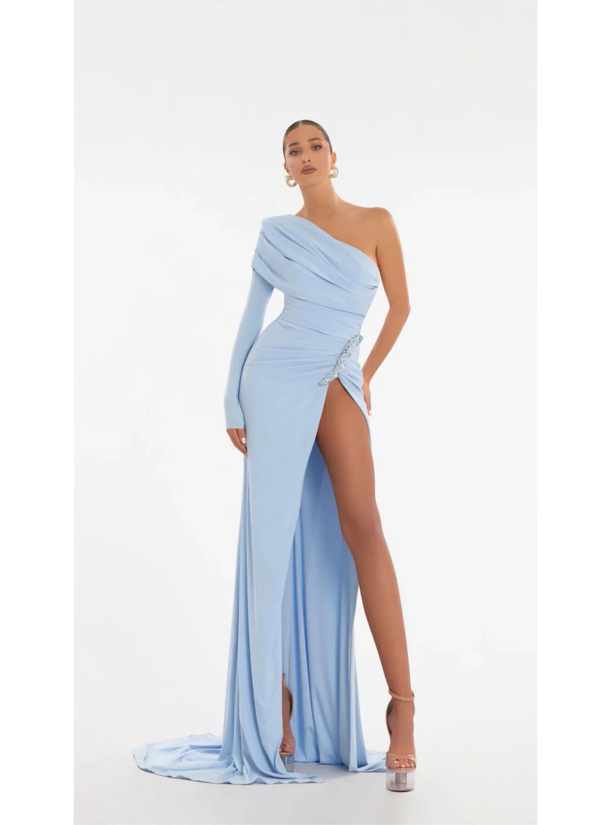 Albina Dyla Celeste Gown Baby Blue Size 8 for rent on The Volte - main image