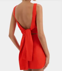 Sir Iris Linen Mini Dress - Scarlet (small) for rent on The Volte - image 5