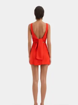 Sir Iris Linen Mini Dress - Scarlet (small) for rent on The Volte - image 2