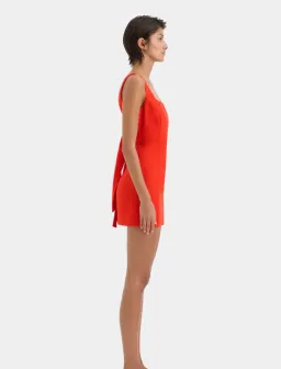 Sir Iris Linen Mini Dress - Scarlet (small) for rent on The Volte - image 3