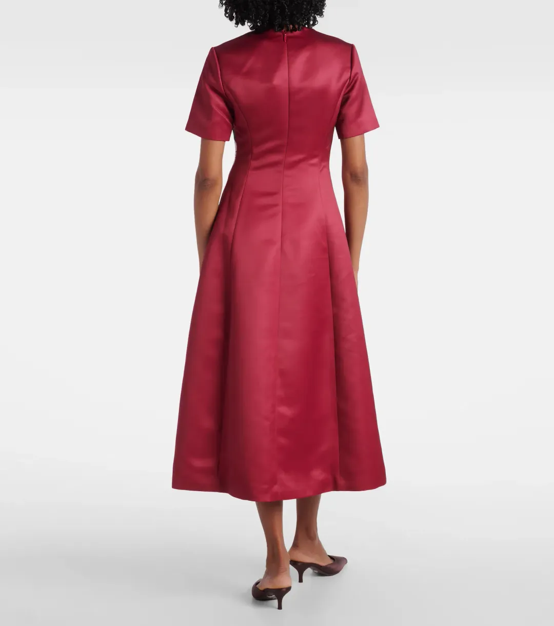 Leo Lin Caroline Short Sleeve Midi Dress in Burgundy Size 14  for rent on The Volte - main image