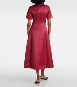 Leo Lin Caroline Short Sleeve Midi Dress in Burgundy Size 14  for rent on The Volte - image 3