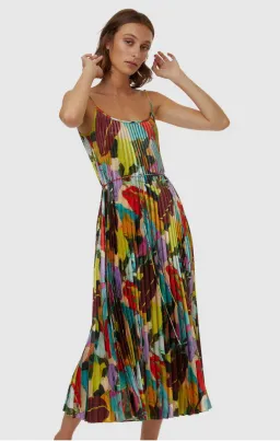 Gorman  Broad Leaf Pleated Midi Dress Multi Size 10 for rent on The Volte - image 2