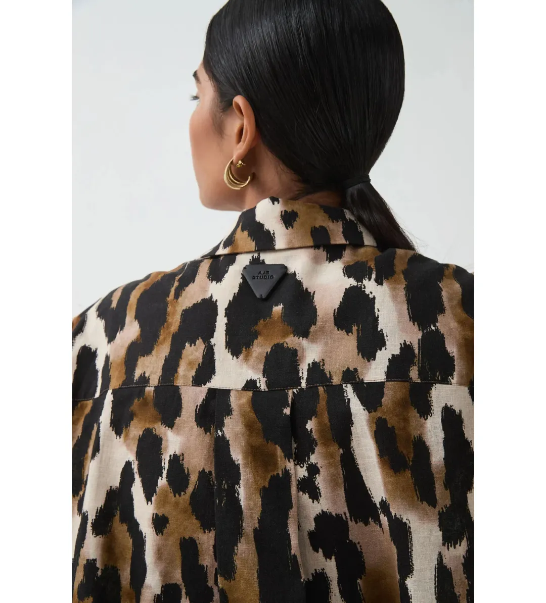 Aje Airlie Short Sleeve Shirt Animal Print Size 8 for rent on The Volte - main image