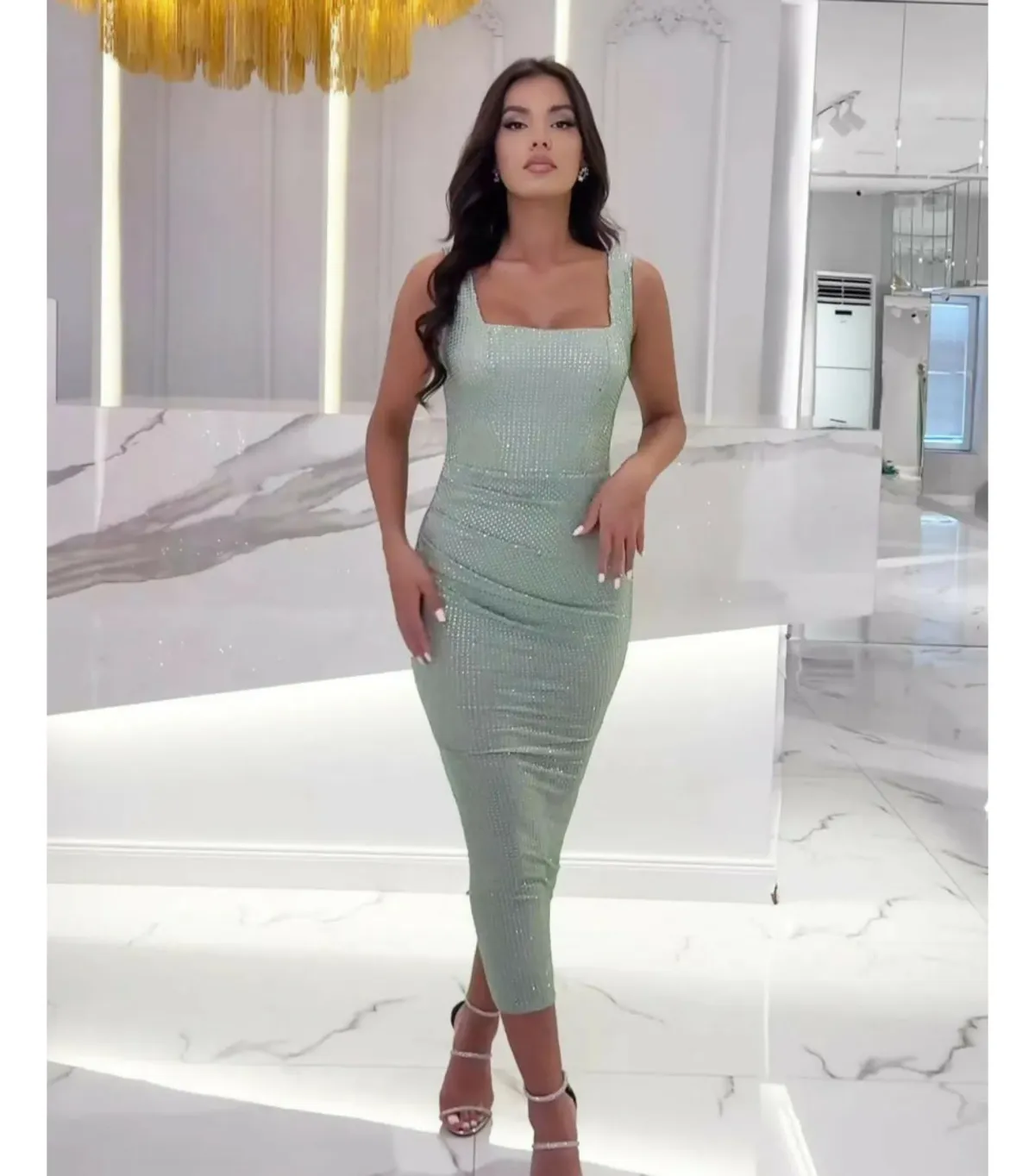 Vlora & Kaltrina Midi Dress in Silver Size 12 for rent on The Volte - main image